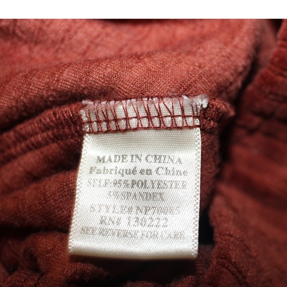 New In Rust Velour Ribbed Pants Small High Rise Stretch - Picture 6 of 8